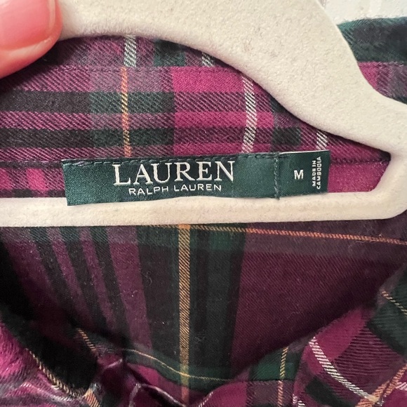 Lauren Women's Ralph Lauren Plaid Flannel Embroidered Sleepshirt - Picture 3 of 4